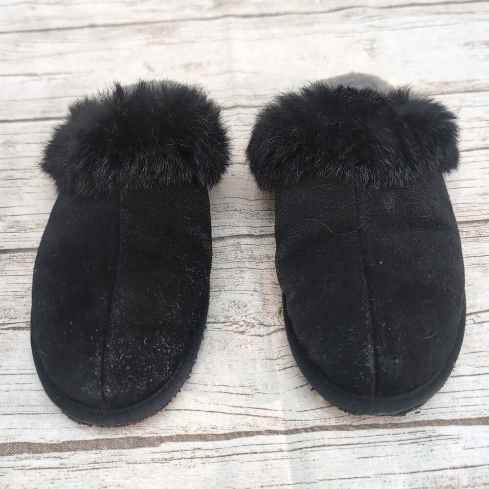 Manitobah Mukluks Metis Scruff Black Slipper House Shoe Women Size 9 Men Size 7